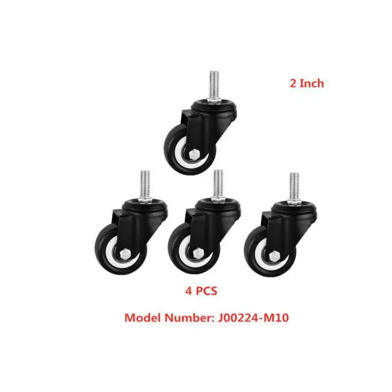 4 Packs Casters Spot 2-inch Gold Drill Screw Universal Wheel M10 Black Diamond Foot Mute Double Bearing Cabinet Roller