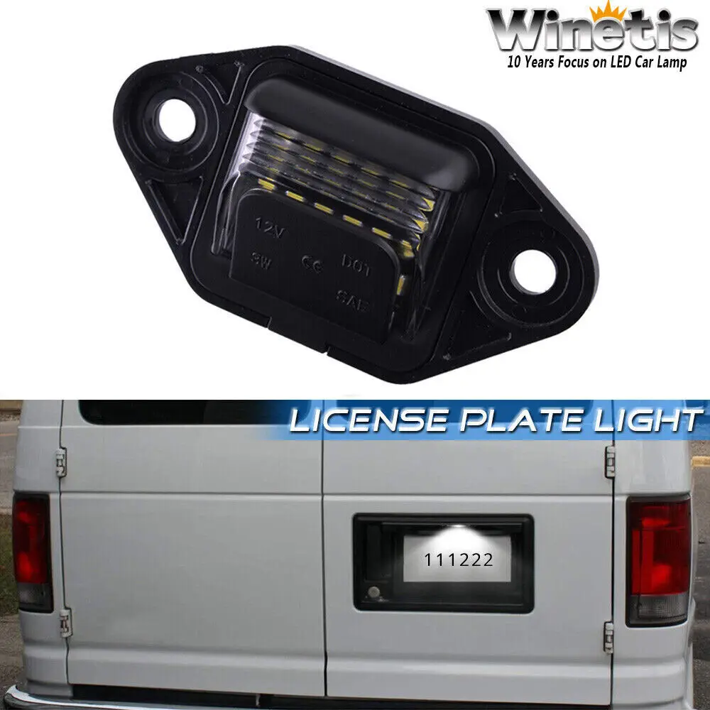 

Winetis 2Pcs 6000K White Full LED License Plate Lights Number Tag Lamps For 1992-2018 Ford E150 E250 E350 E450 Econoline Wagon