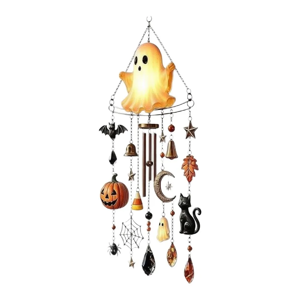 1pc Pumpkin Halloween Wind Chime Metal Bell Pendant Wind Chime Hanging Decoration For Home Patio Wall Home Decoration