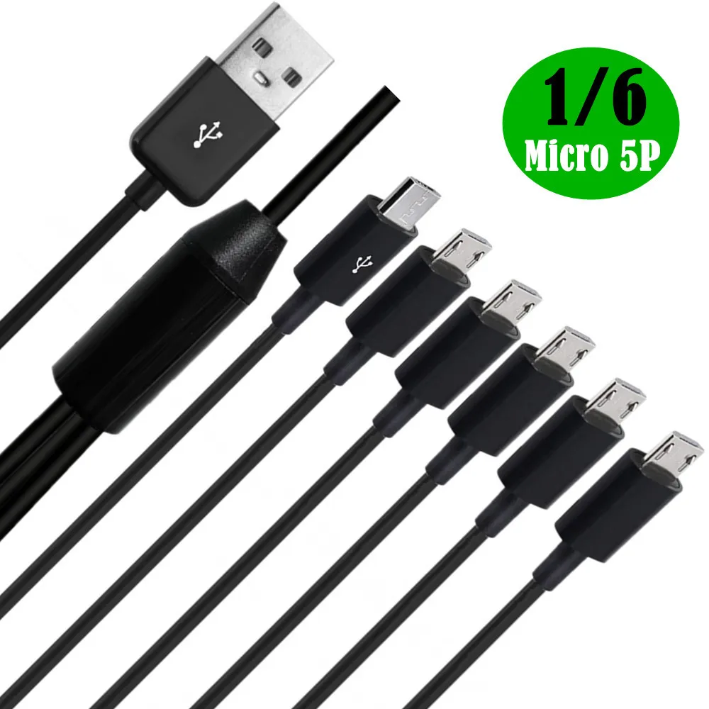 1.5M USB 2.0 Type A Male To 4 6 Micro USB Male Splitter Y Charging Date Cable Cord For Huawei Samsung Xiaomi Mobile Laptop Bank