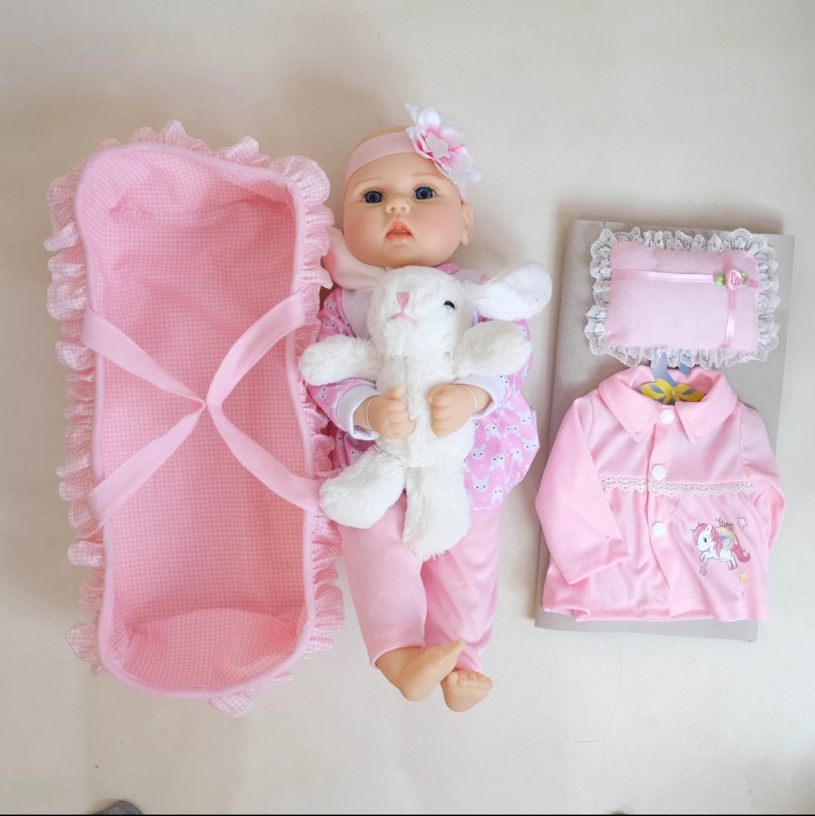 16" Sweet Reborn Baby: Cute Doll With Big Eyes Resembles Newborn!  Soft Skin, Visible Veins.  Ideal Toy & Caring Friend for Kids