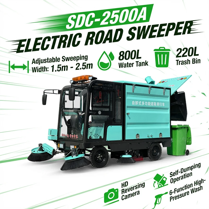 Customized 48V Floor Sweeper High Pressure Cleaning Four Wheeled Self Unloading Type Sweeping Vehicle Strong Suction Electric Le