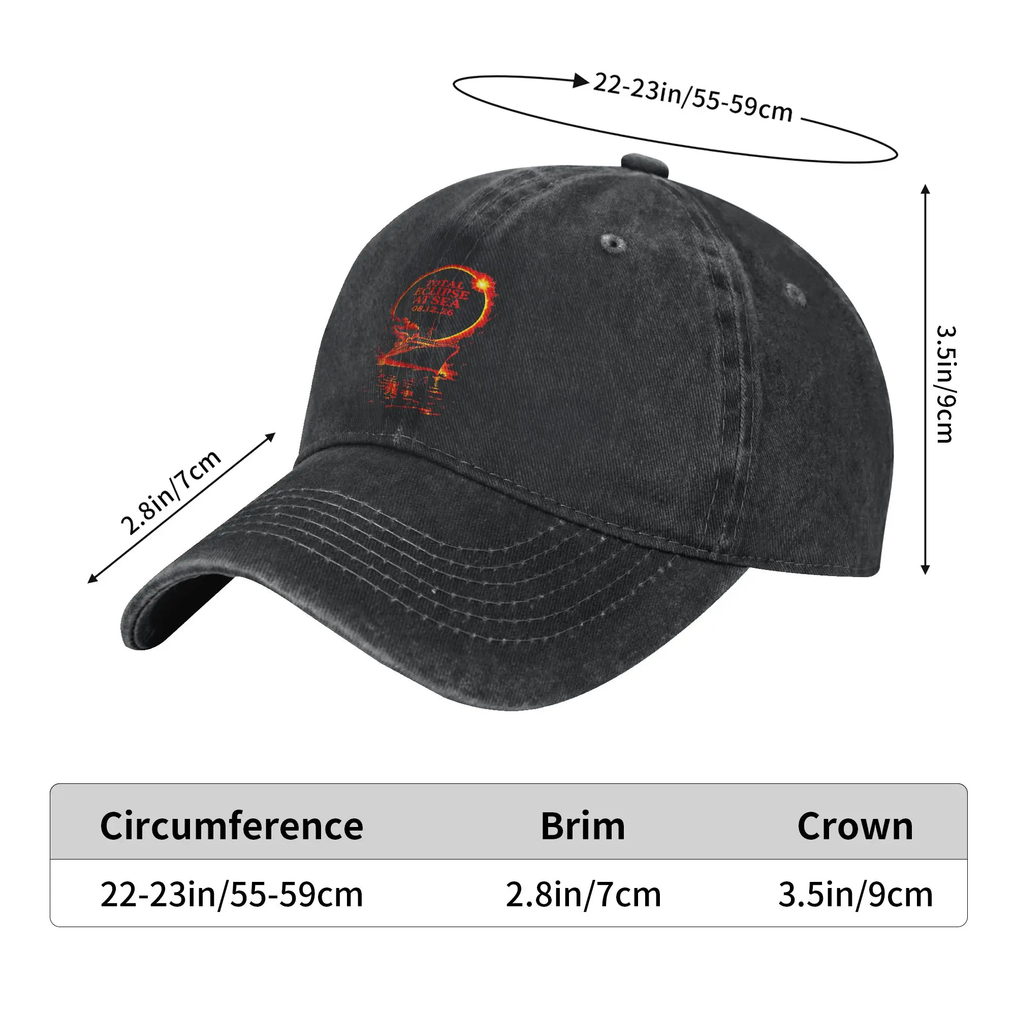 Total Eclipse At Sea 08 12 26 Solar Totality Eclipse Cruise Casual Baseball Cap  Hiking Fishing Trucker Hat Summer Snapback Cap