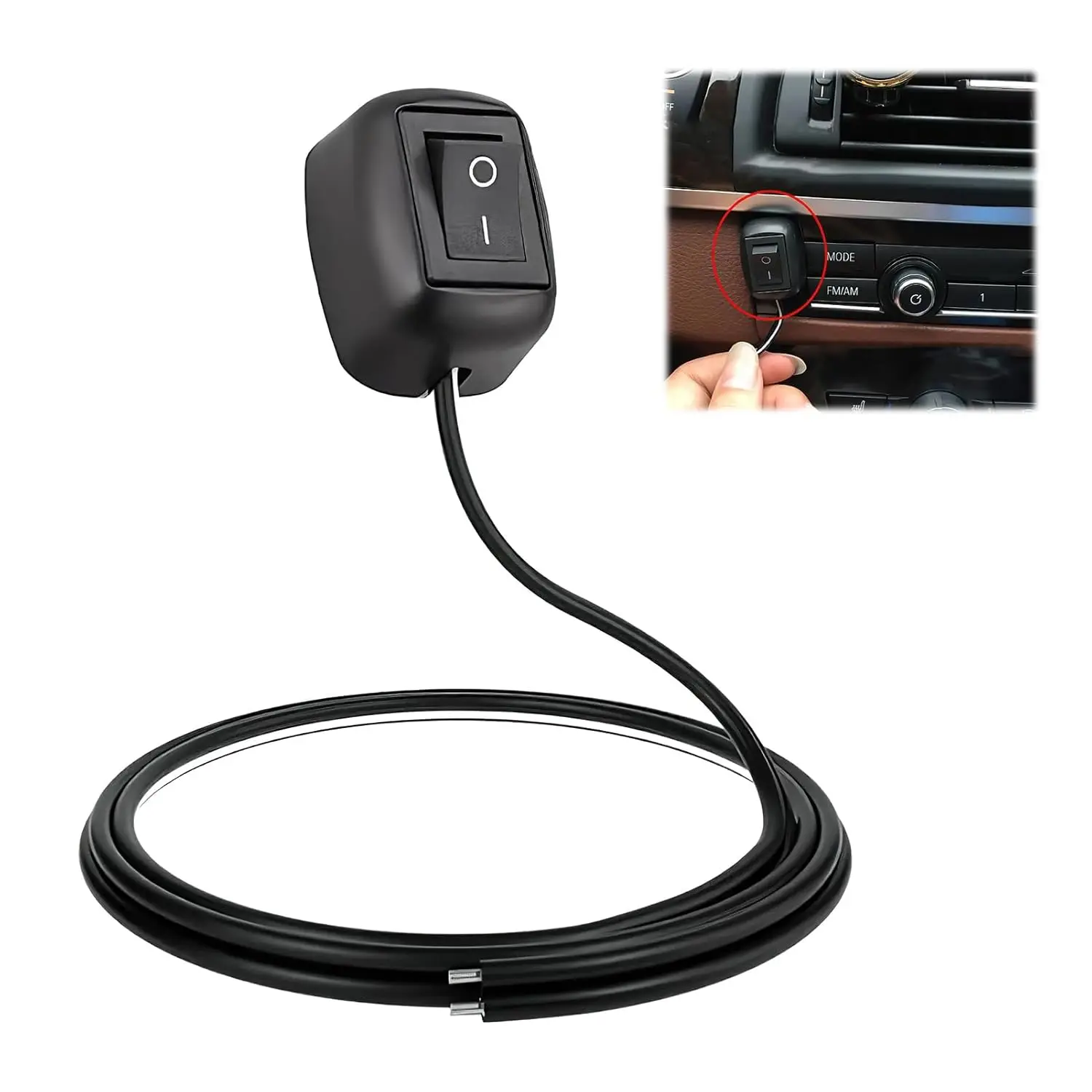 Car Light Control Switch Paste Type Universal Toggle Switch with 60cm Cable DC 12V for Fog Lights Neon Lights Switch