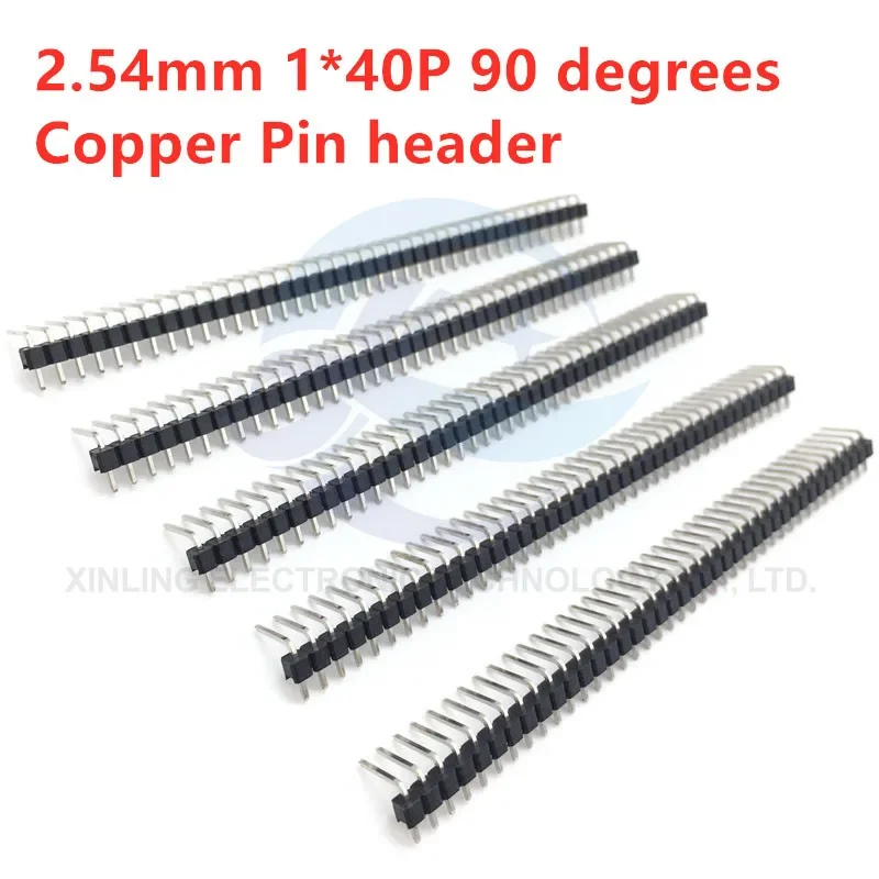 10pcs 1x 40 Pin 2.54 mm Right Angle Single Row Pin Header Male 90 degrees Needle Connector