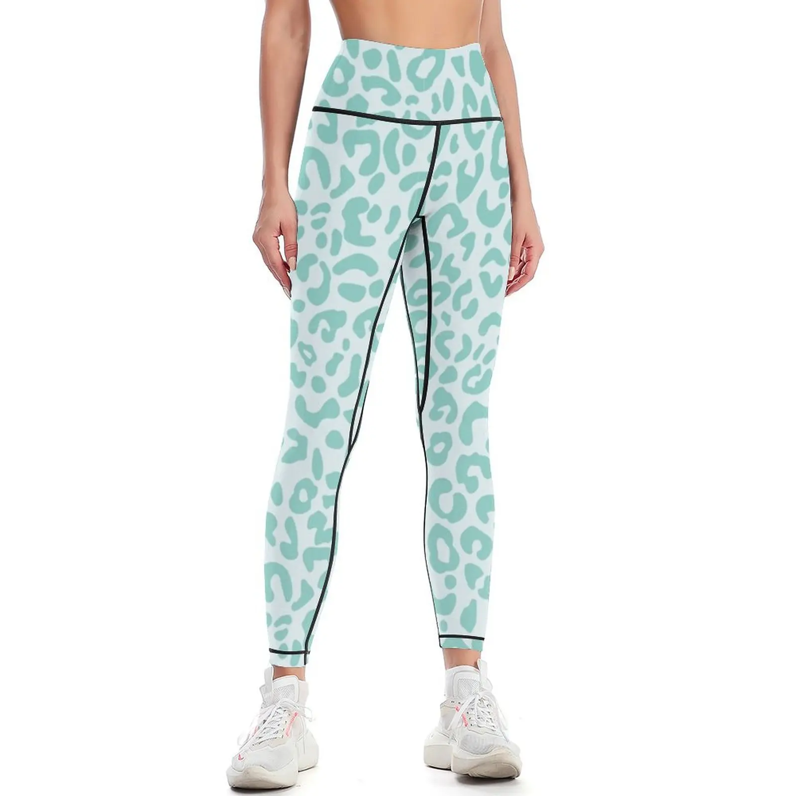 

Mint Leopard Print Leggings joggers for sports tennis for gym womans Womens Leggings