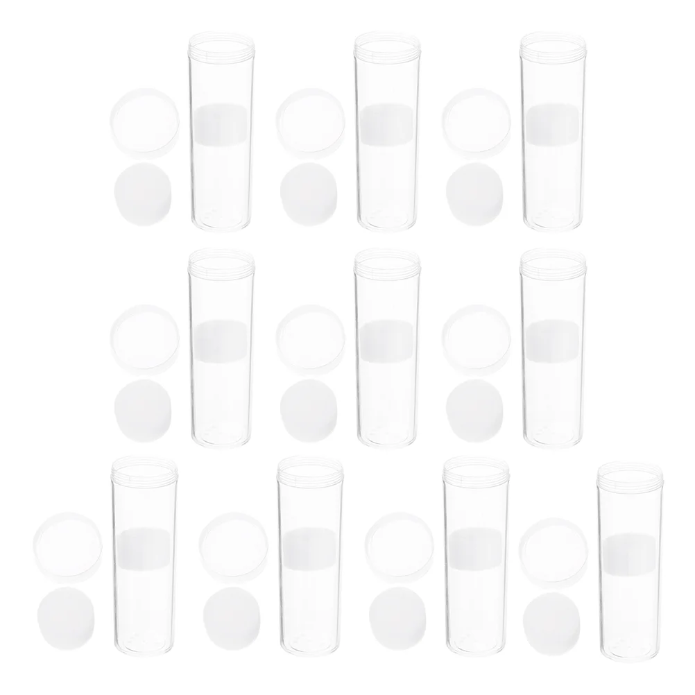 10 Pcs Empty Commemorative Coin Box Cases for Collectors Coins Plastic Quarter Tubes Holder Collecting Supplies