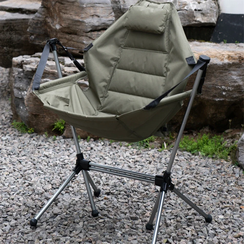 Wholesale Foldable Custom Fishing Beech Portable Armless Butterfly Canvas Wood Moon rocking Heavy Duty Folding Camping Chair