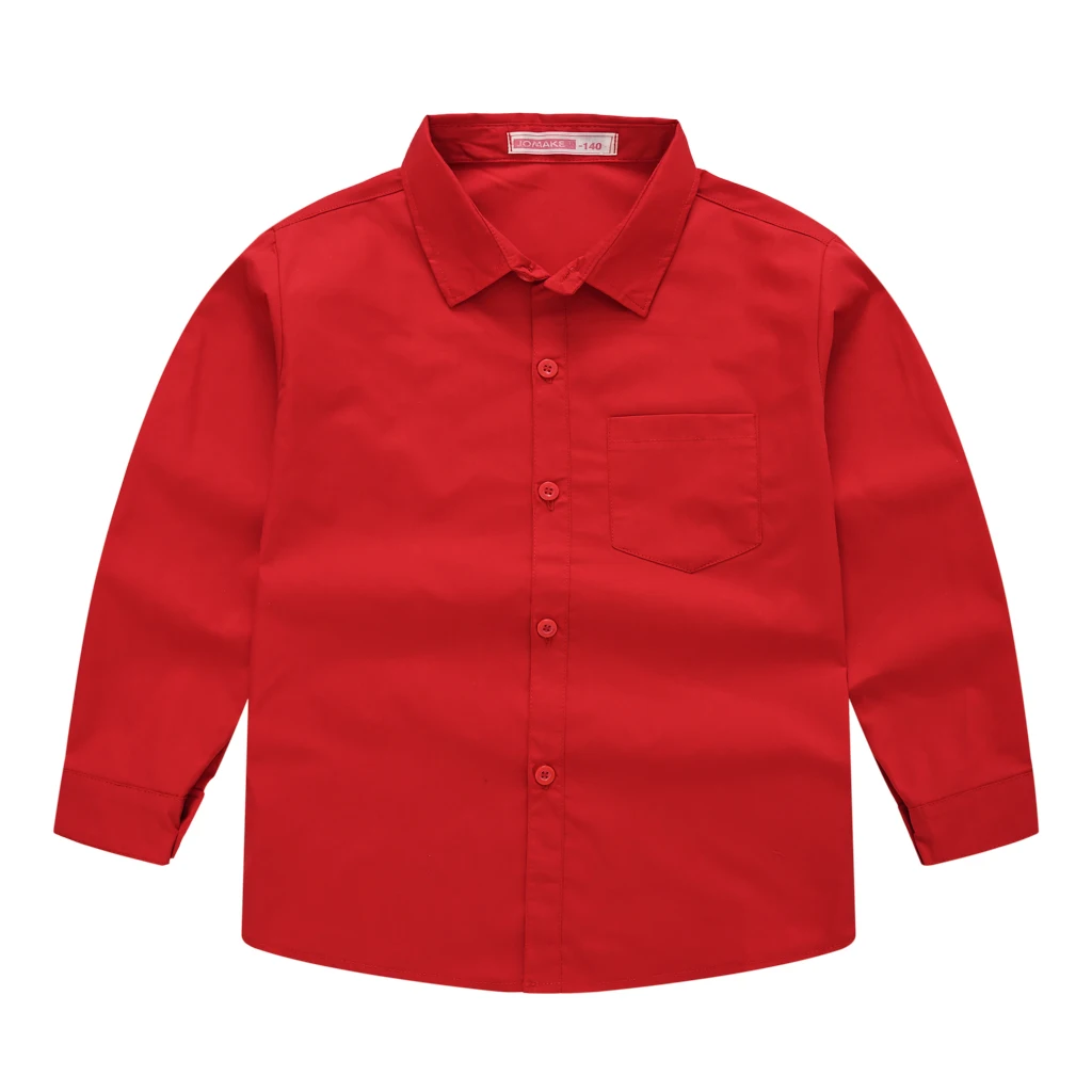 Children\'s shirt in the spring and autumn new boys and girls suit collar shirt Children\'s pure color long sleeve shirt