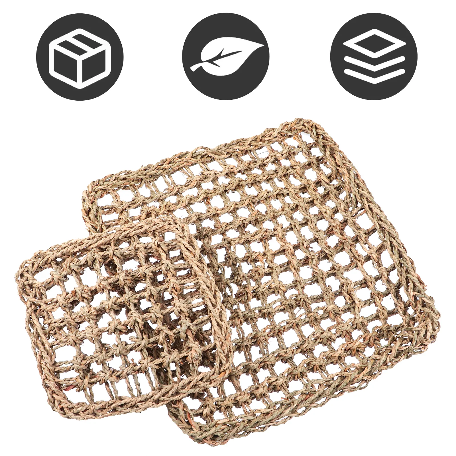 

2Pcs Woven Pet Grass Mat Natural Fiber Bed for Rabbit Hamster Chew Pad Cage Liner Digestive