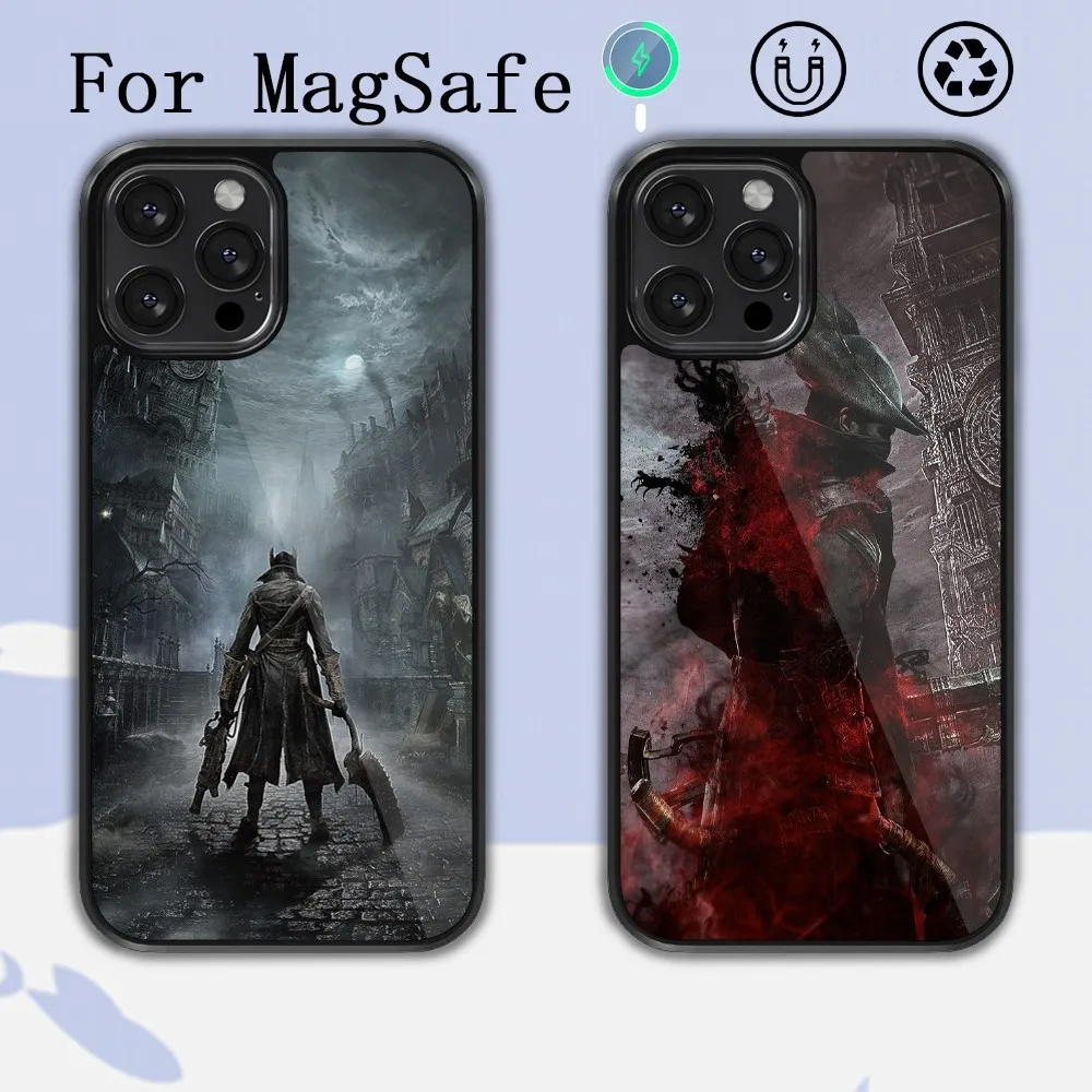 Game Bloodborne Phone Case For iPhone 14 13 12 11 15 Pro Max Plus Magsafe Magnetic Cover