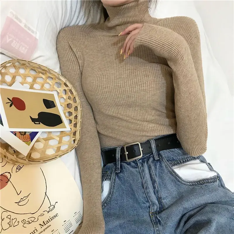 Pull à col roulé Femmes tendances 2025 doux Pulls Femmes à manches longues tricots pulls Dame vêtements d'hiver Femme Jersey pour Femmes