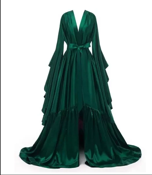 Bridal Robe Elastic Satin Bridesmaid Wedding Bachelorette Party Nightgown Bathrobe Robe Customized