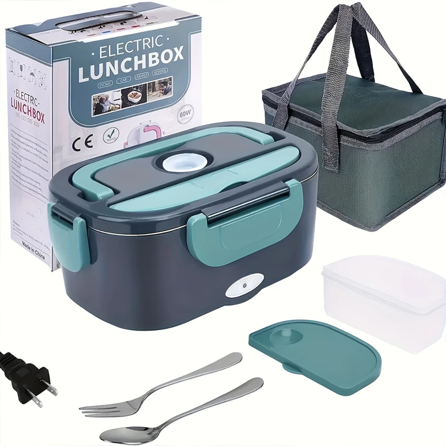 Heating Lunch Box, Portable Plug-in Heating Insulation Lunch Box, Steamed And Boiled Lunch, Student Office Worker Bento Self-hea