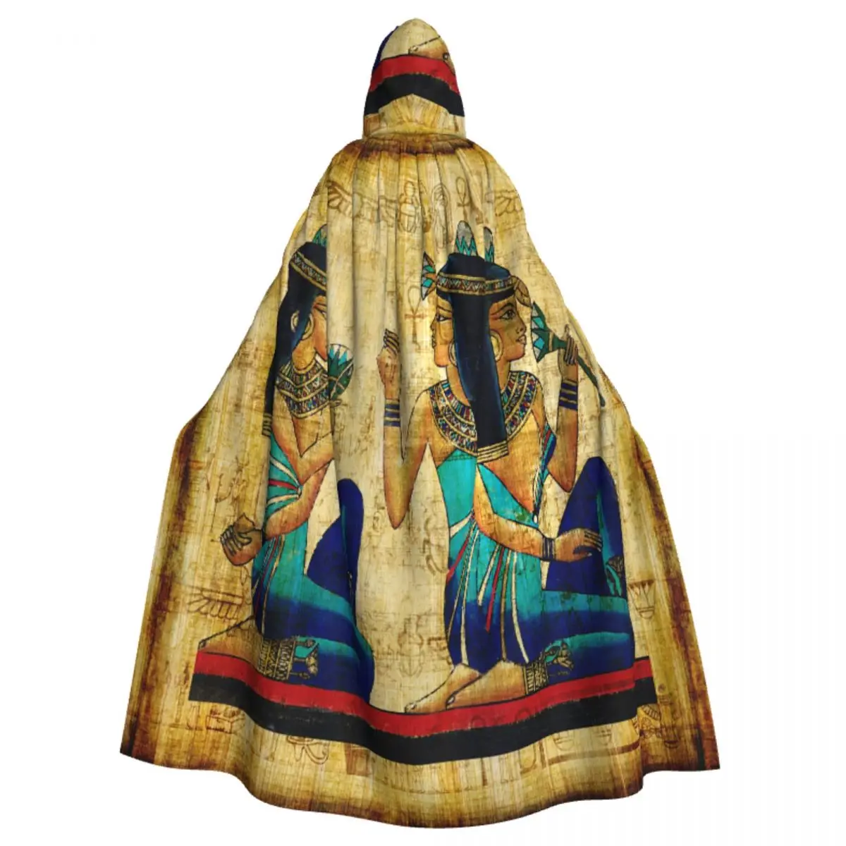 Unisex Adult Ancient Egyptian Parchment Cloak with Hood Long Witch Costume Cosplay