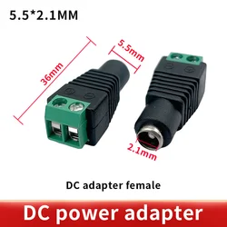10pcs  green Male + Female 5sets 12V 2.1x5.5MM DC Power Jack Plug Audio AUX free welding socket Connector