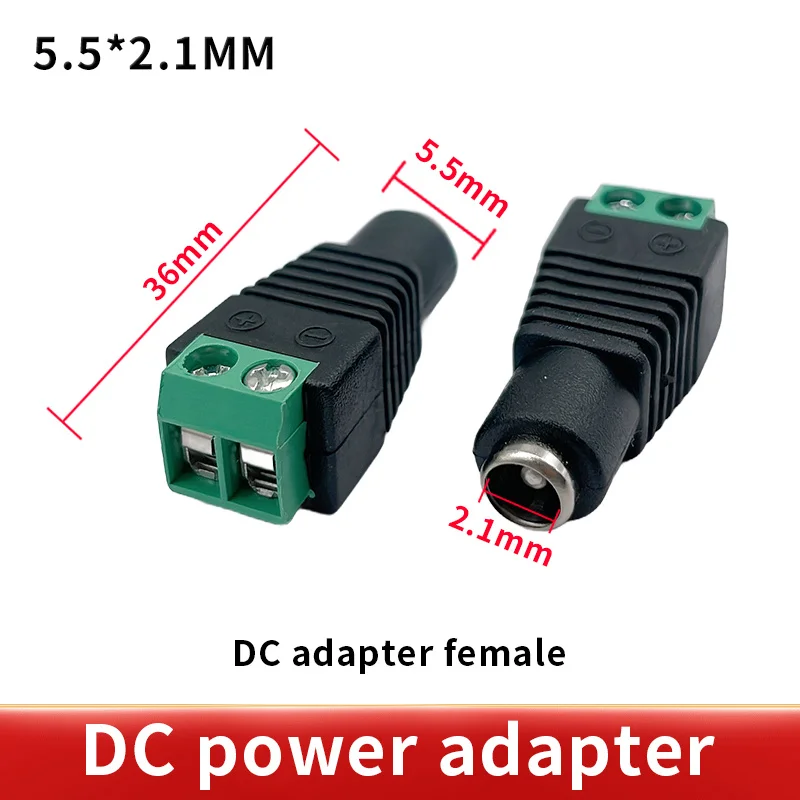 10 szt. zielony męski + żeński 5 zestawów 12V 2.1x5.5MM gniazdo zasilania DC wtyk audio AUX bez lutowania złącze