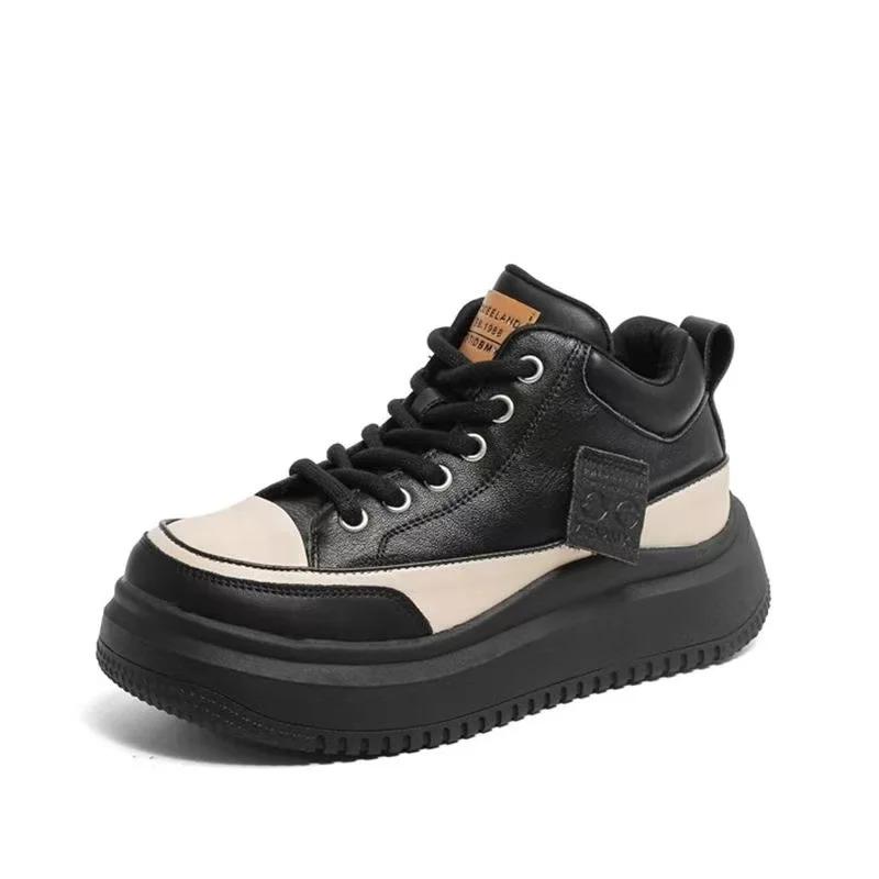 

Новинка 2023 года, женские кроссовки на плоской подошве в стиле ретро из натуральной кожи 4,5 см, осенняя модная обувь на платформе, женская повседневная обувь, удобная обувь на плоской подошве