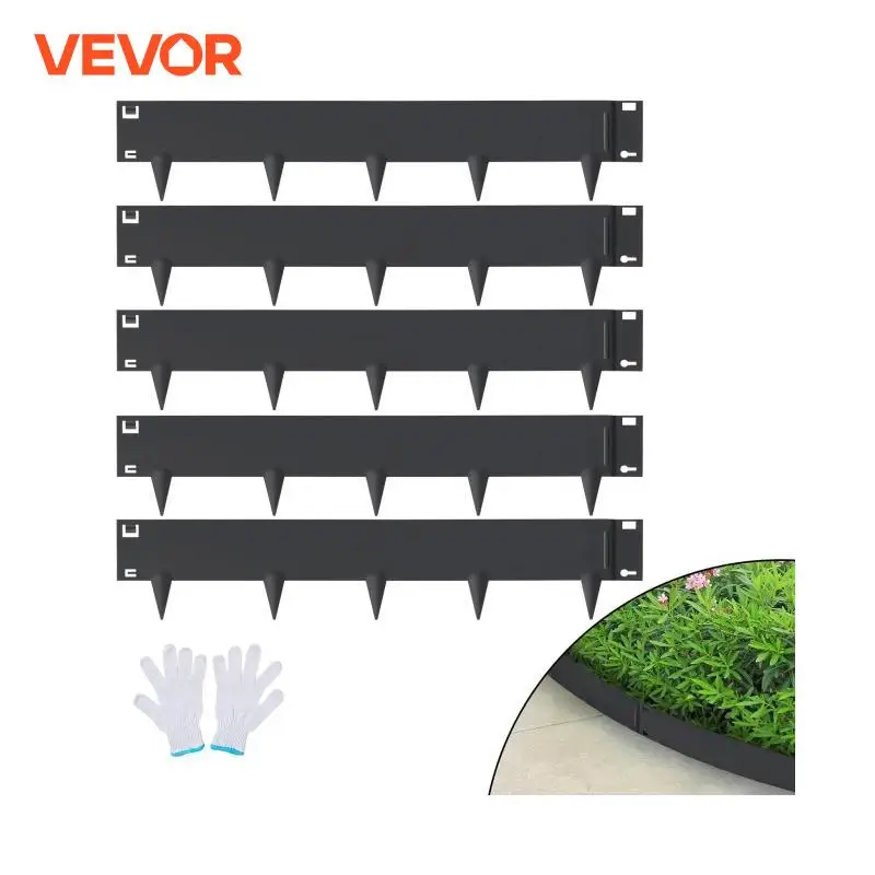 VEVOR Steel Landscape Edging 5-pack Steel Garden Edging Borders Hammer-in Edging Border Landscape Edging for Yard Garden Lawn