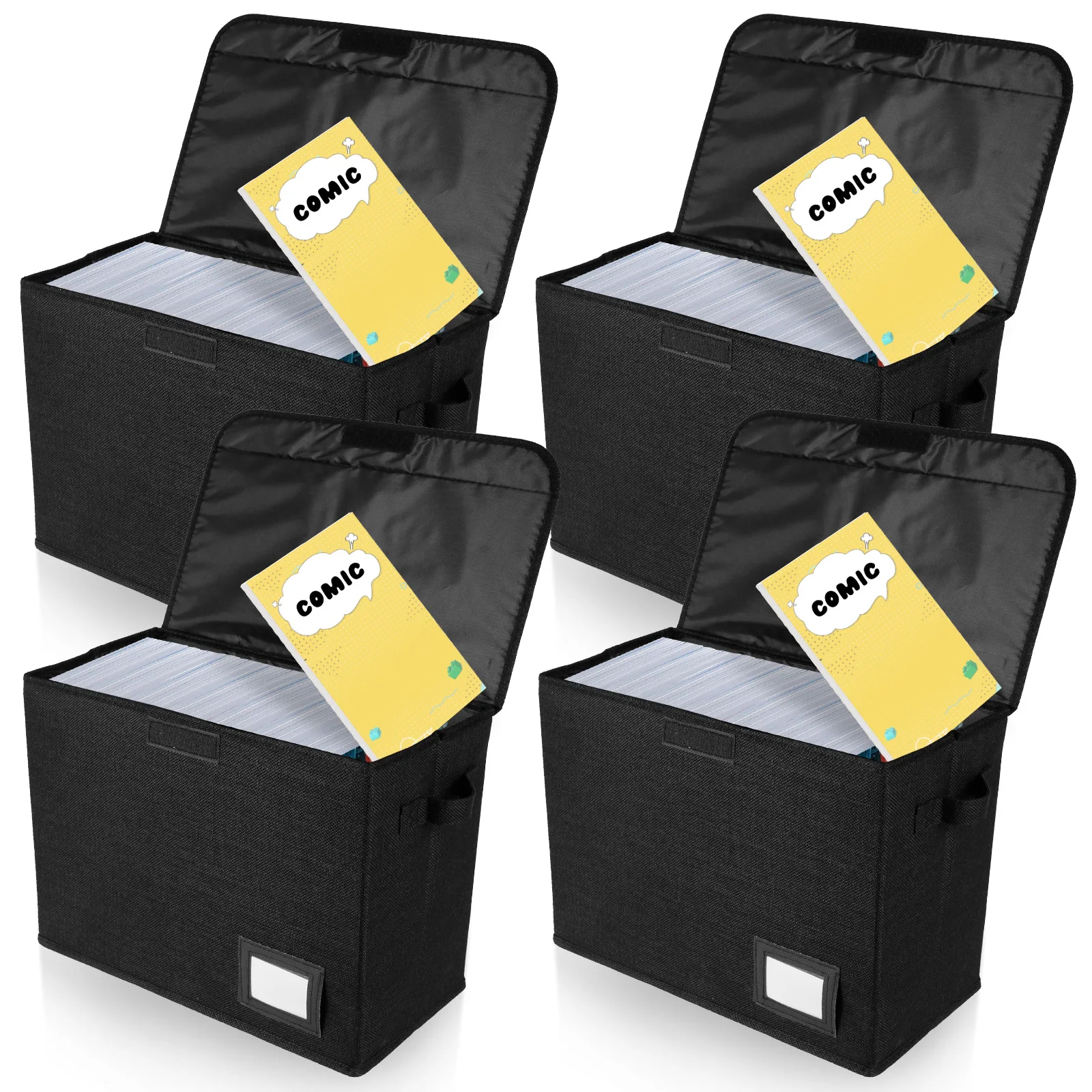 

4 шт./компл. ящик для хранения комиксов с закрытой крышкой и ручками вмещает комиксы 150-180 для гардероба, полки для офиса