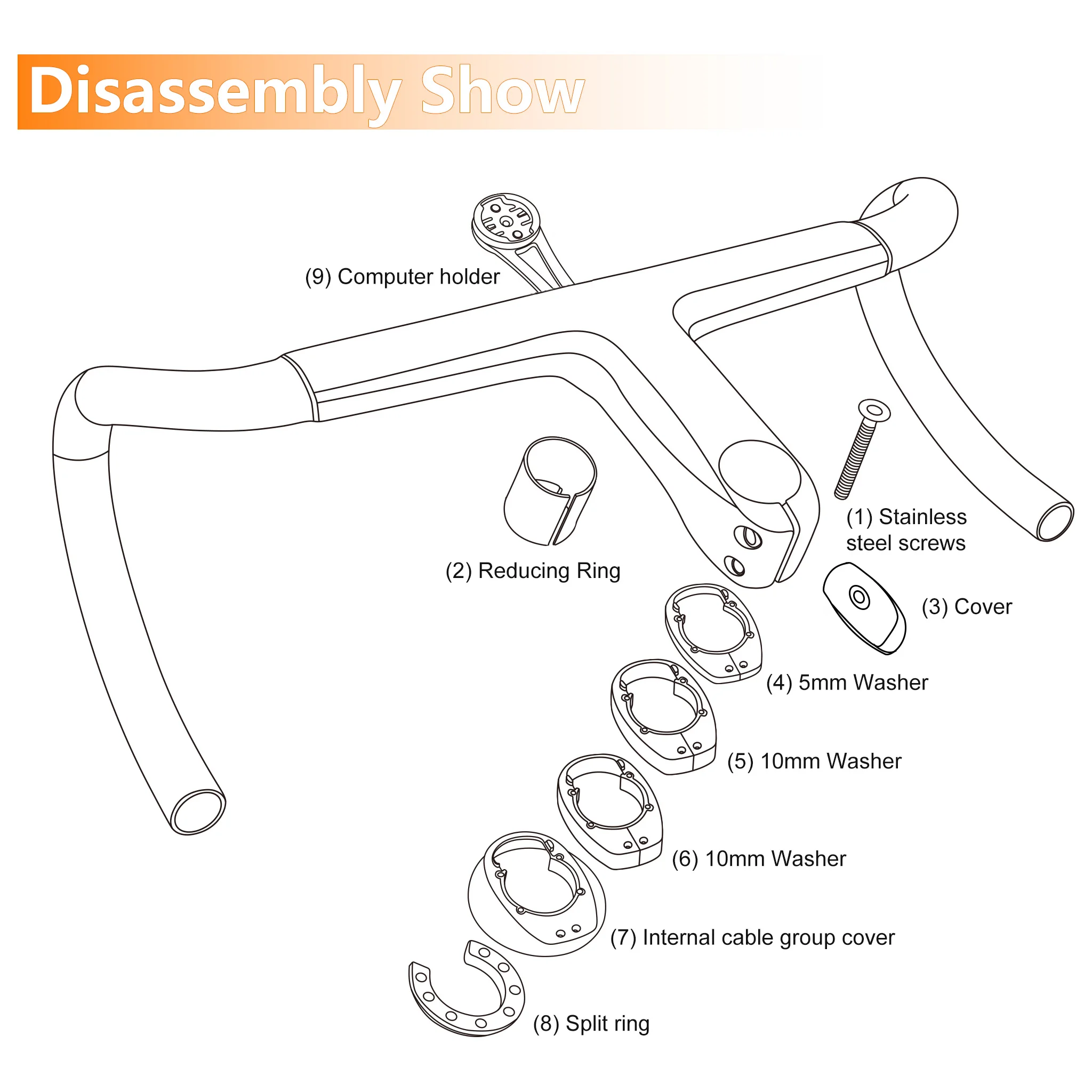 TOSEEK Vollcarbon-Integrierter Rennradlenker Cockpit OD2 Internes Kabel 28,6/31,8mm -6 ° Mit Abstandshaltern 380/400/420mm für Drop Bar – Detail 11