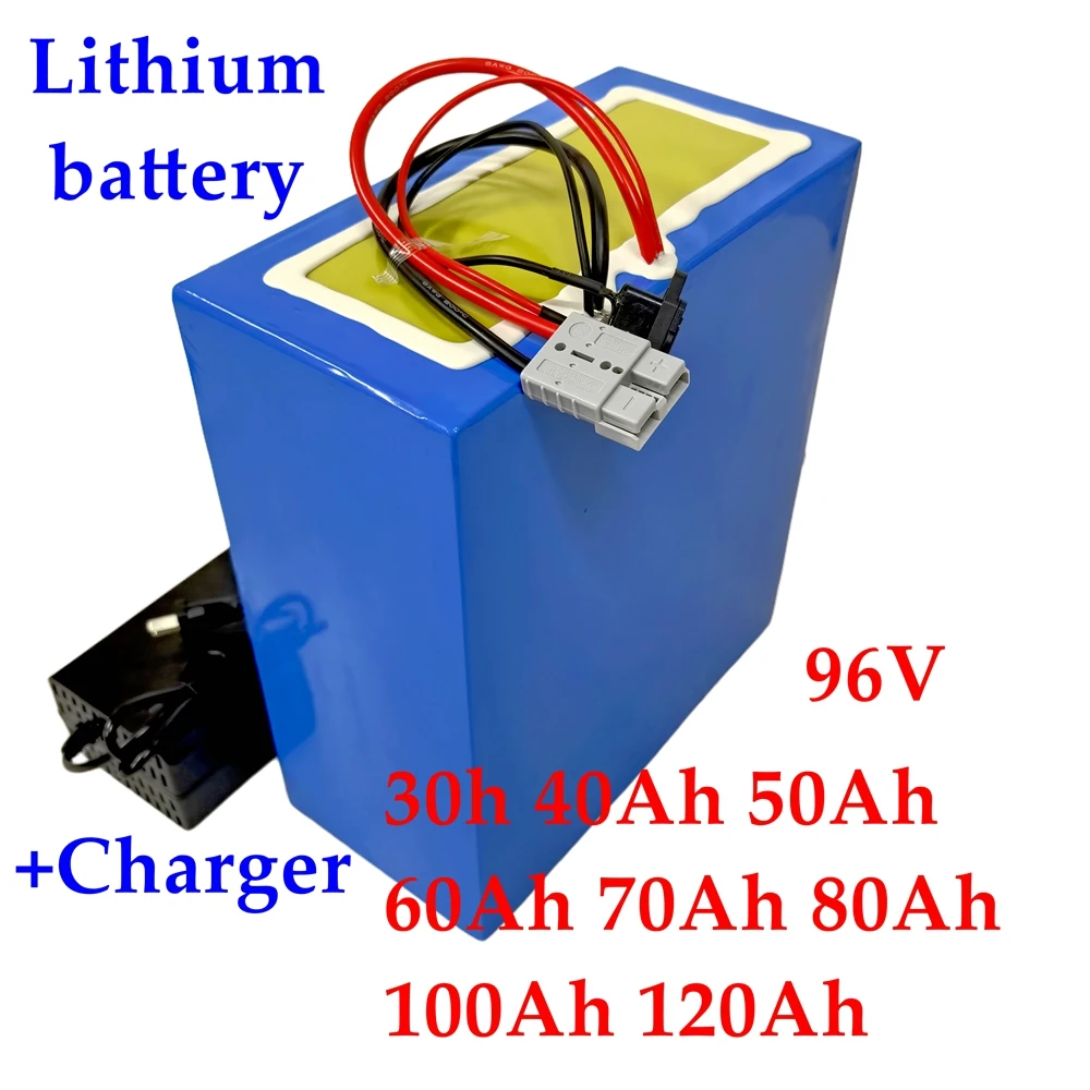 LT-Batterie lithium-ion avec BMS, 50Ah, 96V, 80Ah, 100Ah, 30Ah, 40Ah, moteur 5000W, robot, scooter, moto, AGV, charger inclus.