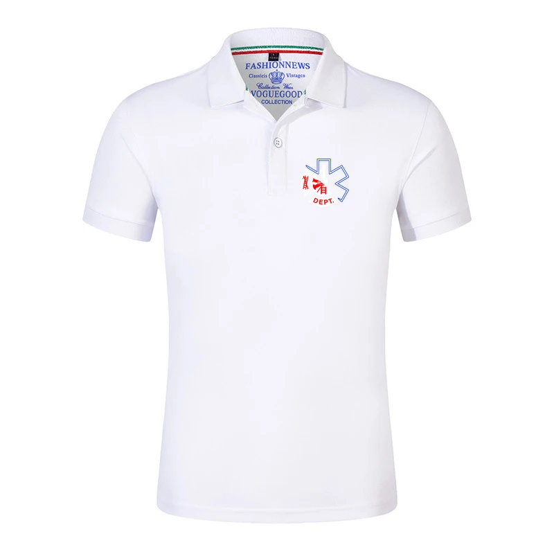 Firefighter Rescue Team Summer Man's EMT Emergency Medical Technician Logo Print New High Quality Short-sleeved Ice Silk Polo