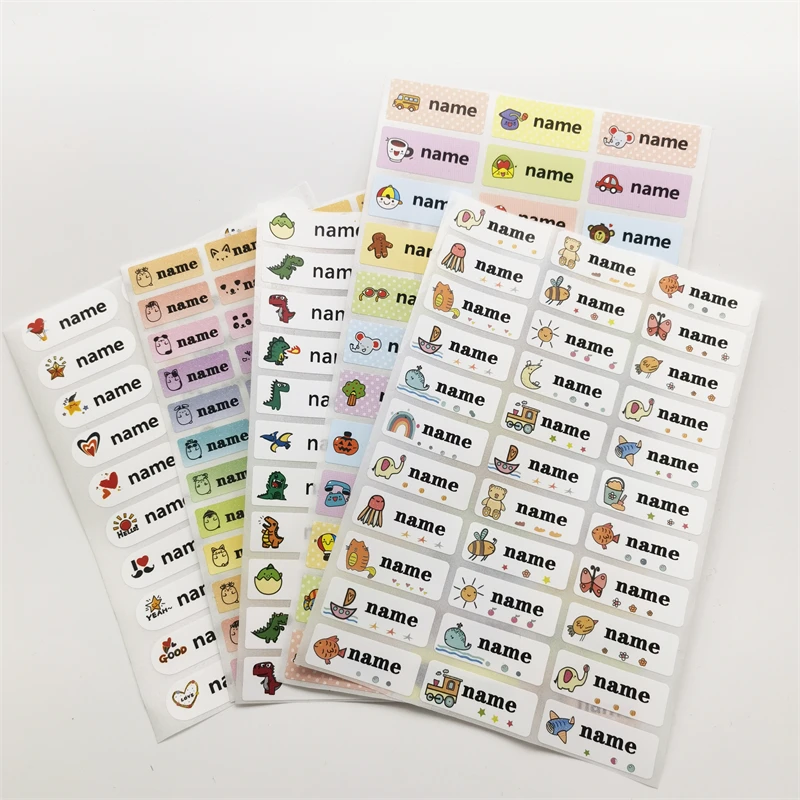 60Pc Naam Tag Sticker Aanpassen Sticker Waterdichte Gepersonaliseerde Label Custom Kind Schoolspullen Water Fles Pen Dinosau