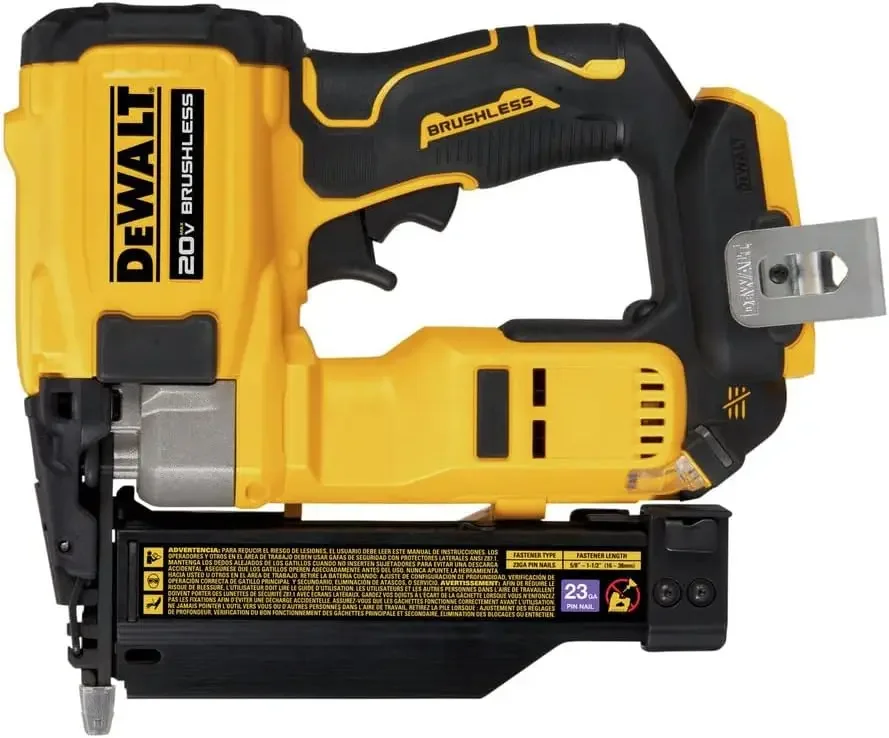 DEWALT ATOMIC 20V MAX tanpa sikat tanpa kabel 23 Ga. Pemasang paku, hanya alat kosong (DCN623B)