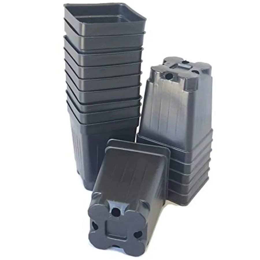 

1002,5-дюймовые квадратные черные пластиковые горшки DEEP для детских горшков, рассады, растений, ориентир