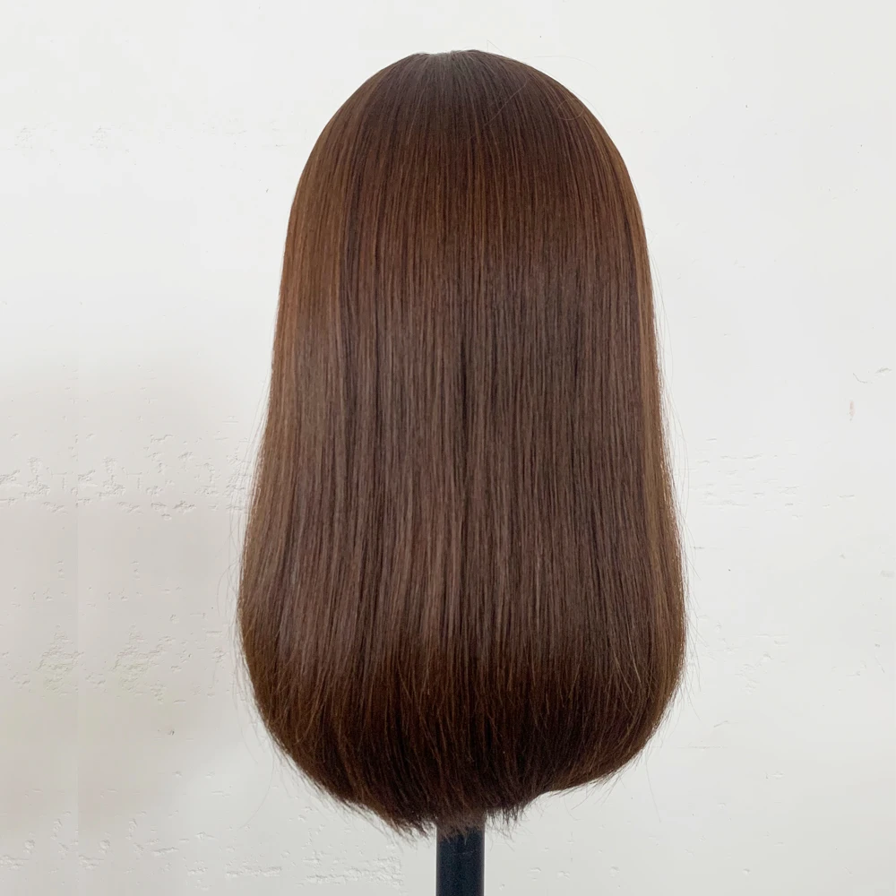 Huid Zijden Top Joodse Pruik 100% Onbewerkte Maagdelijke Europese Remy Human Hair Kosher Pruik Dezelfde Lengte Haar Bob Pruik 4 "X 4" Zijde Basis