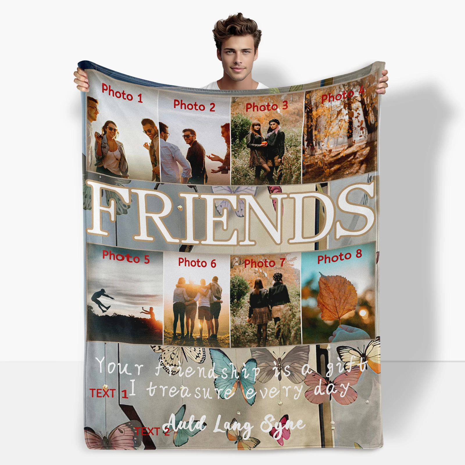 Customize A Cozy Blanket With 8 Friend Photos And Two Touching Notes For Enduring Bonds And Warmth