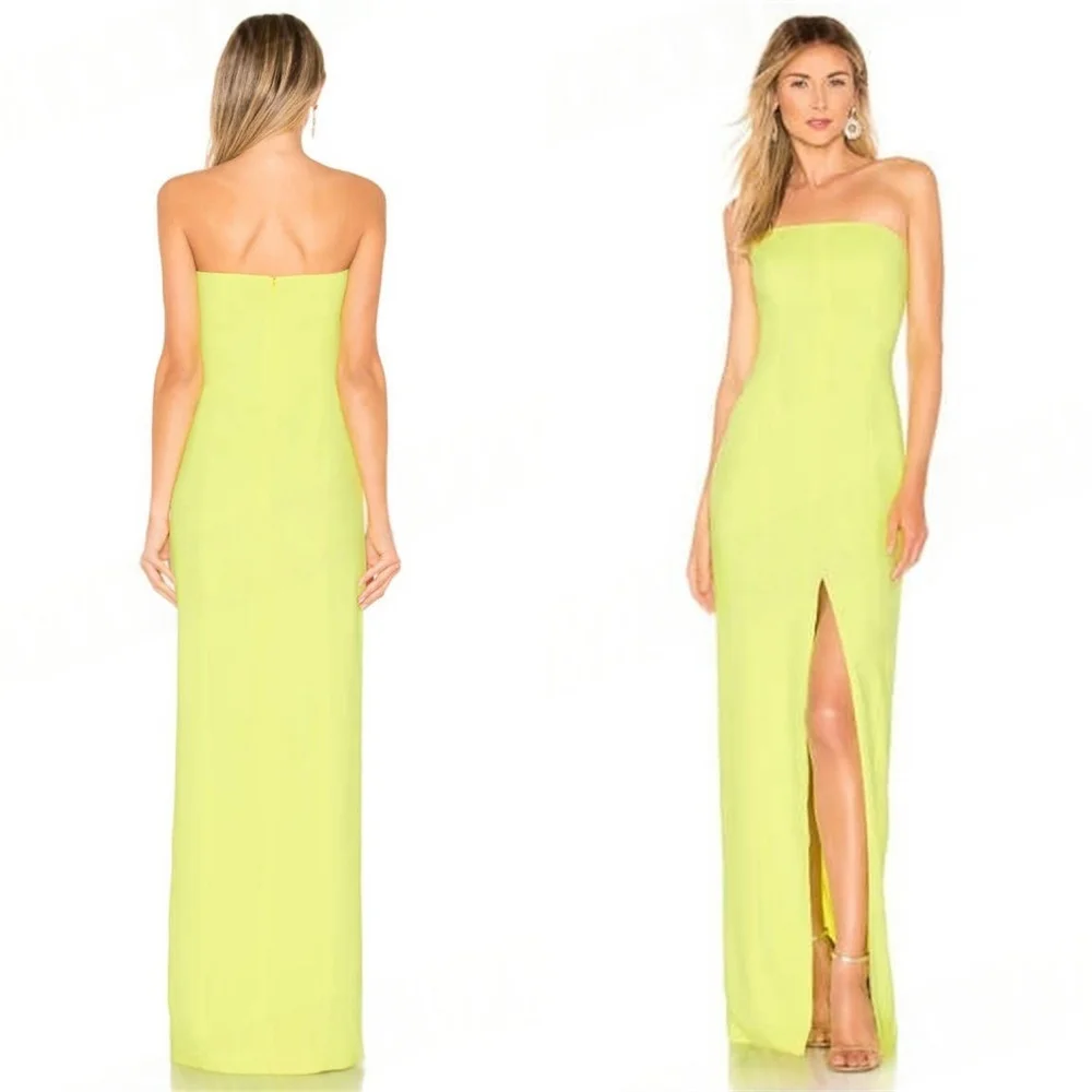 

Customized Simple Jersey Evening Dress High Quality Strapless Sleeveless Homecoming Dresses Charming Special Occasion Gowns