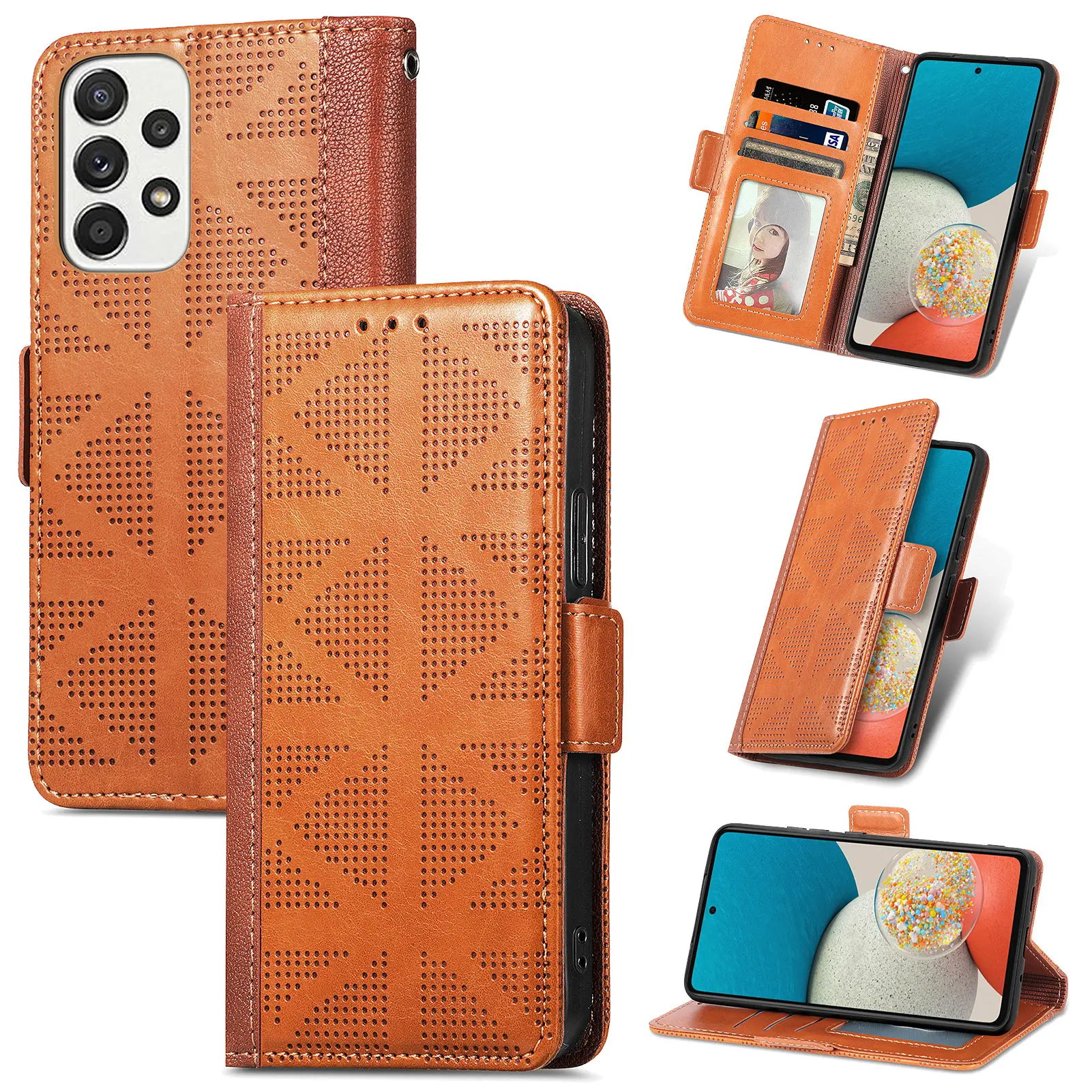 Anti-Drop Flip Leather Wallet Phone Case for Samsung Galaxy A53 A73 A33 A13 A23 5G A52S A72 A52 A32 A22 A12 with Card Slot Funda