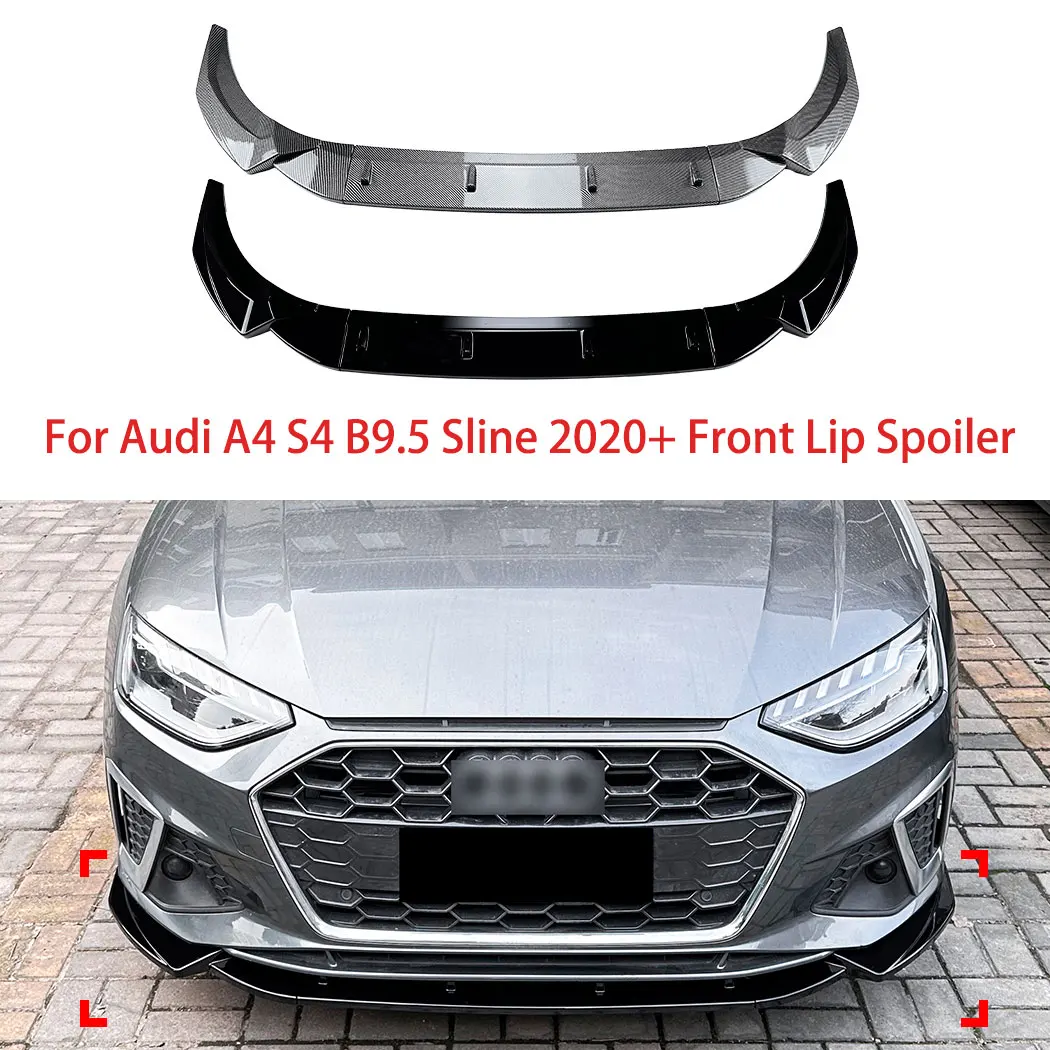 

For Audi A4 S4 B9.5 Sline 2020+ Car Front Bumper Front Lip Spoiler Splitter Body Kit Exterior ABS Protective Guard Modification