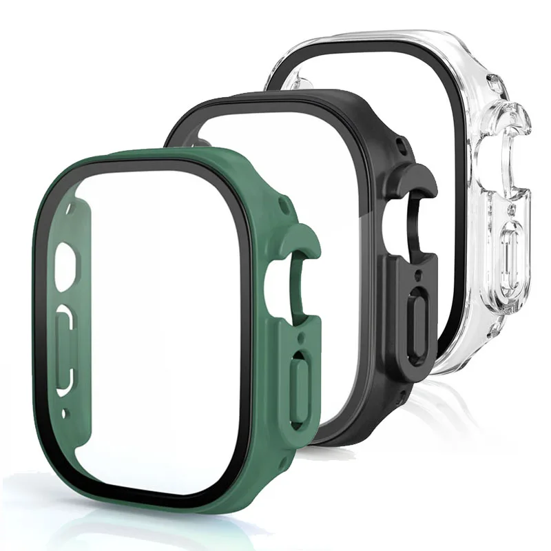 3er Pack Glas gehäuse für Apple Watch Ultra 49mm Armband Smartwatch PC Stoßstange Displays chutz gehärtete Abdeckung iwatch Serie Zubehör