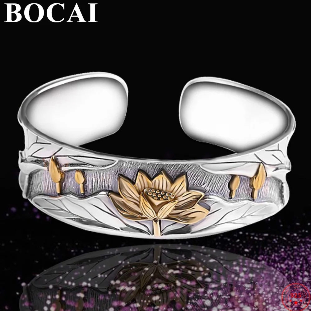 

BOCAI Solide Sterling Silver S925 Bracelets 2022 New Fashion Argentum Ornaments Buddha Lotus Elegant Bangle for Women