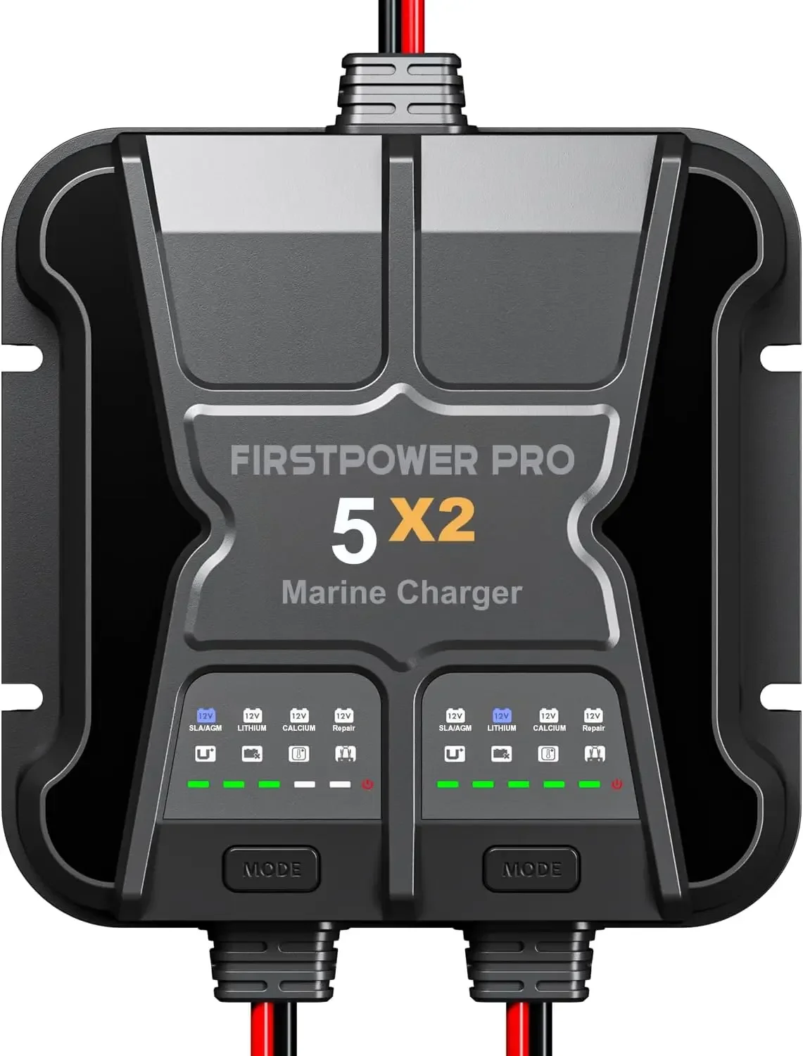 Marine Battery Charger 5X2, 10A (5A/Bank) - 12V Waterproof Onboard Battery Charger, Battery Maintainer & Desulfator for S