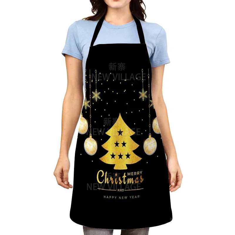 Festival Style Apron Kitchen Household Cleaning Pinafore Japanese Reindeer Pattern Christmas Printing Home Custom