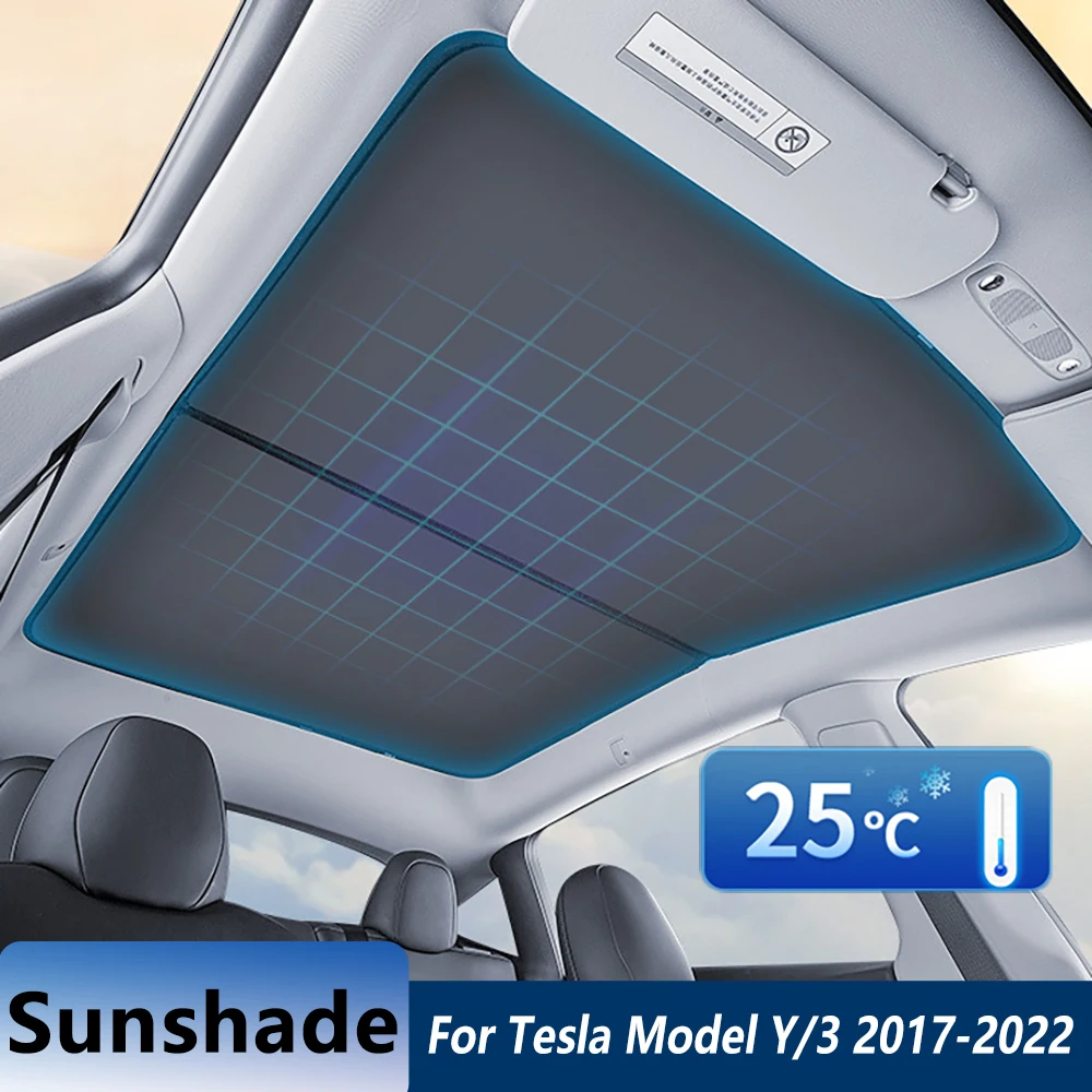 New Split Sunshade Front Rear Sunroof Windshield Cool Down Skylight Glass Roof Shading For Tesla Model 3 2017-2021 2022 Model Y