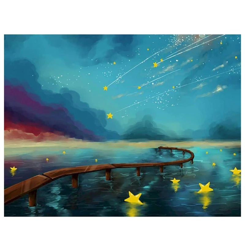 Adult Digital Painting, Digital Kit Painting On Canvas, Children's Beginner Oil Painting Kit-Stars Fall Into The Sea