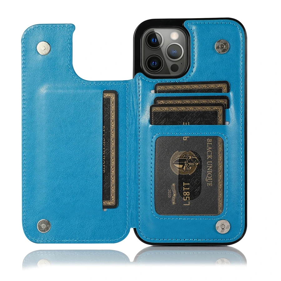 Brieftasche Butterfly Press mit Kartensteckplatz Doppelschnalle Stand Flip Ledertasche für iPhone 17 Pro Max Air 16e 16 Plus 15 14 13 12 11 – Detail 27