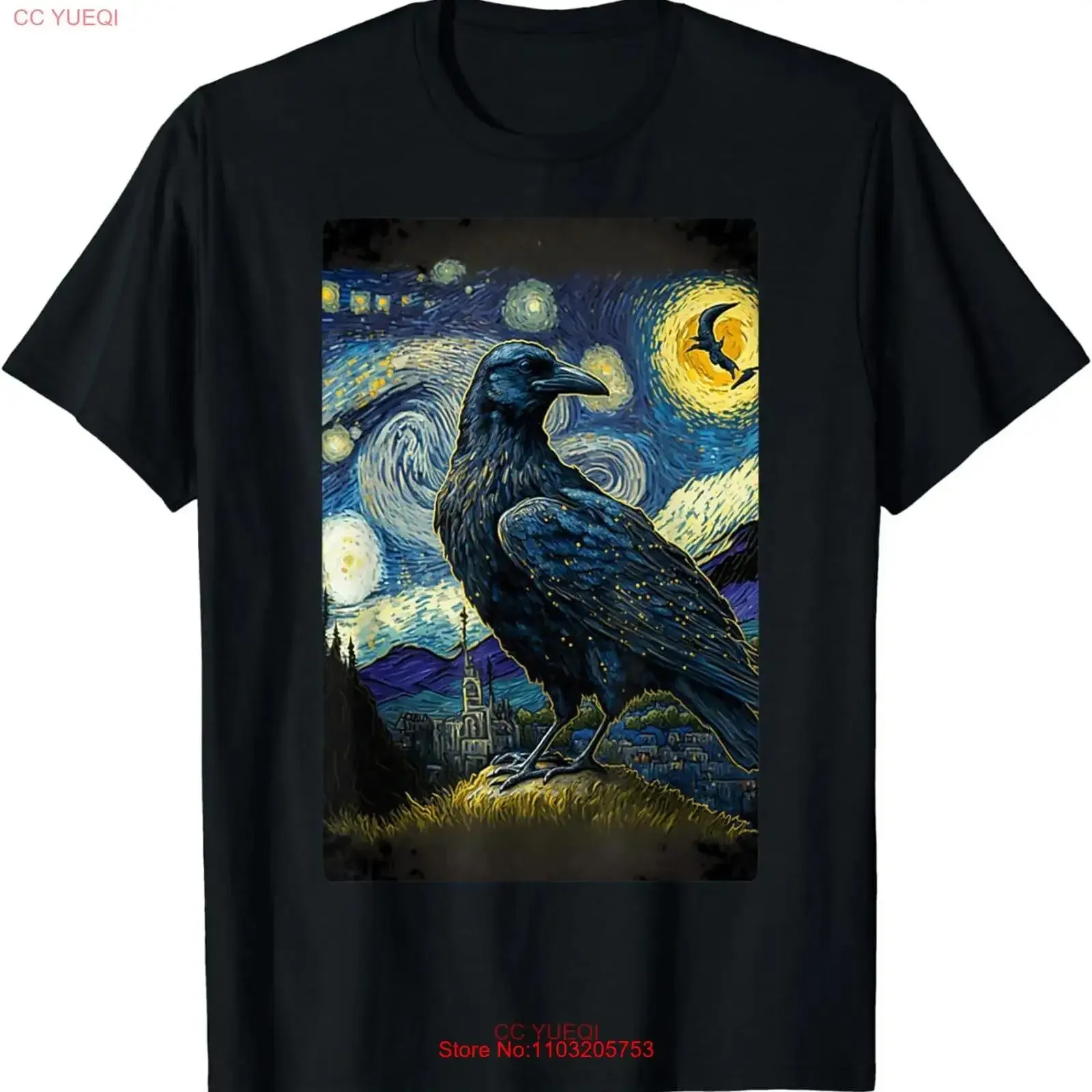 

НОВАЯ футболка LIMITED Raven Starry Night с рисунком Crow Lover S 3XL, винтажная стираная дизайнерская одежда, повседневная мужская одежда