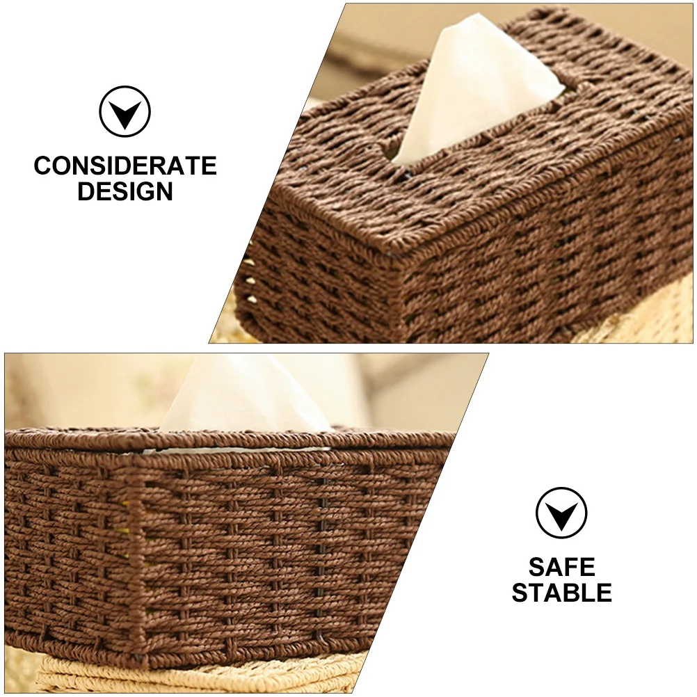 

Tissue Box Creative Napkin Container For Home Office Decorative Storage Practical Woven Paper Towel Case Convenient Household
