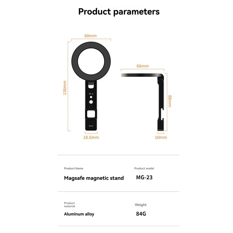 FFYY-حامل الهاتف المغناطيسي- Vrig Mg-23 ملحق سفر قابل للطي مع حذاء بارد وفتحة حامل ثلاثي القوائم لمدونات الفيديو وحوامل الجيب