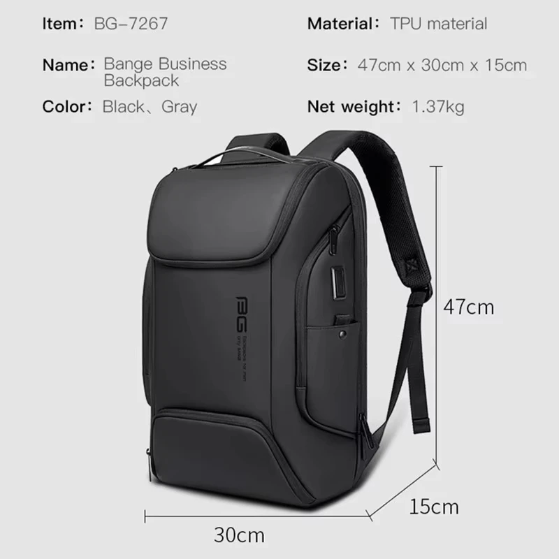 New USB Laptop Bag Backpack, Multifunctional Waterproof Travel Bag with Large Capacity, Daily Work Business Mochila for Men