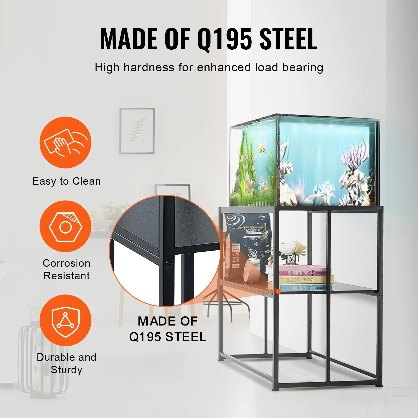 Vevor-水族館鋼水槽スタンド、36.5x18.5x29.5インチ、335lbs負荷容量、repatileスタンド、タートルタンク、40ガロン