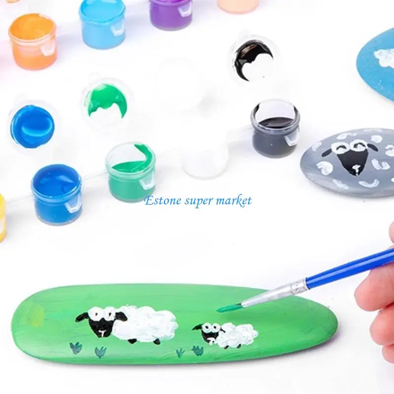 090B Unpainted Stacking Stone Creativity Kids Arts Game DIY Painting Drawing Toy