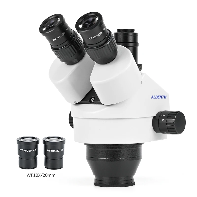 Albenth 7x-45x Trinocular Zoom Stereo Microscope Head WF10X/20mm Eyepiece For Phone Repair