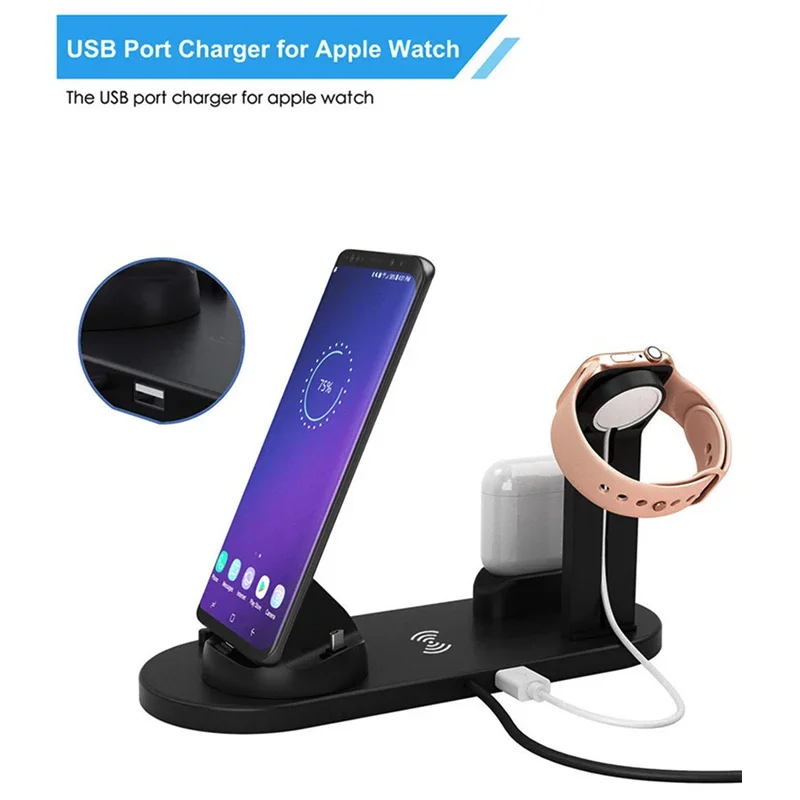 

Беспроводная зарядная станция 3-в-1 мощностью 15 Вт для iPhone 14, 13, 12, 11 Pro Max, Apple Watch и AirPods Pro 2